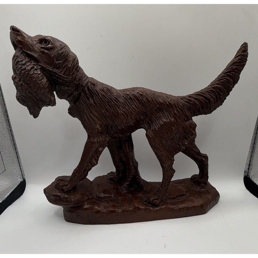Red Mill Mfg. Handcrafted Signed Wood Dog Figurine 1992 Brown